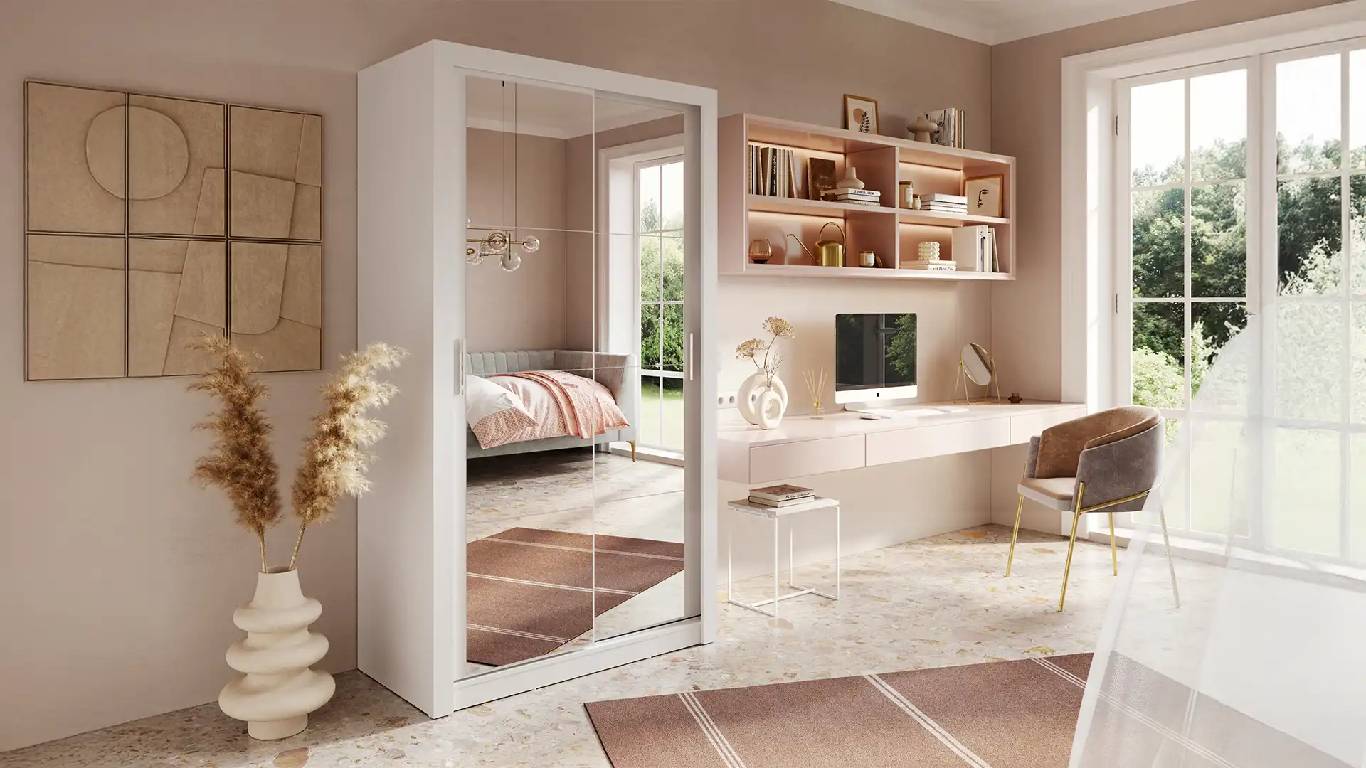 A small mirrored closet—the perfect piece of furniture!